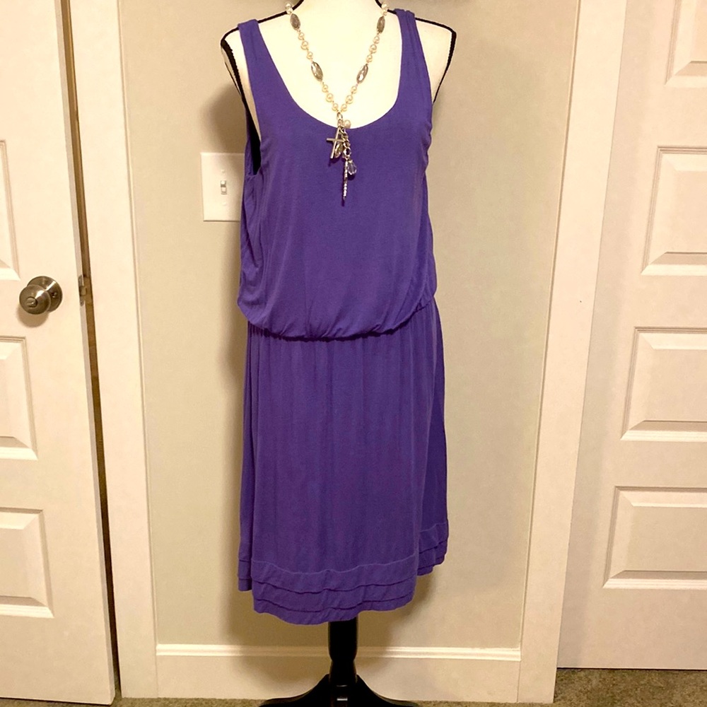 Gap|| Purple tank t-shirt dress with layered design on  bottom